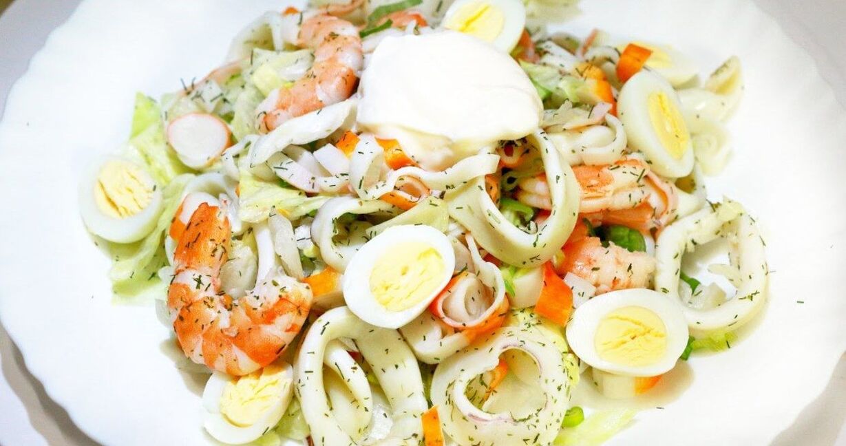 Plat de calamars au régime protéiné
